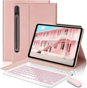 BONAEVER Keyboard Case with Mouse Combo for Samsung Galaxy Tab S9 11 Inch 2023 Model SM-X710 SM-X716B SM-X718U Smart Folio Cover with 7 Colors Backlit Magnetic Wireless Keyboard
