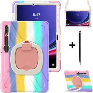 BONAEVER Case for Samsung Galaxy Tab S9 Plus 2023 / S9 FE Plus / S8 Plus 2022 / S7 FE 2021 / S7 Plus 2020 12.4 inch Protective Shockproof Cover with 360 Degree Rotating Stand and /Shoulder Strap