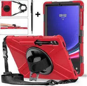 BONAEVER Protective Case for Samsung Galaxy Tab S10 Plus 2024/S9 Plus 2023/S9 FE Plus 2023/S8 Plus 2022/S7 FE 2021/S7 Plus 2020 12.4 inch Shockproof Cover with Rotating Stand and /Shoulder Strap