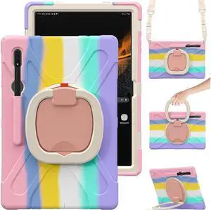BONAEVER For Samsung Galaxy Tab S10 Ultra 2024 / S9 Ultra 2023 / S8 Ultra 14.6 2022 Case Shockproof Protective Case for Galaxy Tab S8 Ultra 14.6" 2022 with Stand andandle Hand Strap & Shoulder Strap
