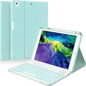 BONAEVER Keyboard Case For iPad 10.2 inch 9th 8th 7th 2021/2020/2019 iPad Pro 10.5 inch/iPad Air 3 10.5 Backlit 7 Colors Wireless Keyboard with Protective Cover with Pen Holder