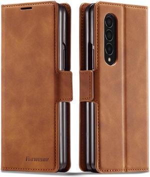 BONAEVER For Samsung Galaxy Galaxy Z Fold 4 5G Case Premium PU Leather Cover TPU Bumper with Card Holder Stand and Magnetic Shockproof Flip Wallet Case