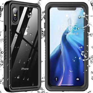 BONAEVER For iPhone Xs Max Waterproof Case Built-in Screen Protector Full-Body Clear Back Cover Shockproof Case for iPhone Xs Max 6.5 inch