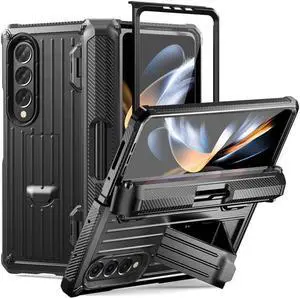 BONAEVER Case for Samsung Galaxy Z Fold 4 2022 5G Military-Grade Full-Body Shockproof Rugged Bumper Case Cover with Built-in Screen Protector & Stand and & S Pen Slot