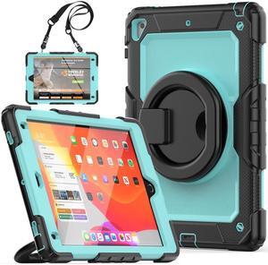 BONAEVER Case for iPad 9.7 inch 2018 2017 with Screen Protector Pencil Holder [360 Rotating Hand Strap] Stand Shoulder Strap for iPad 5th / 6th Generation / Air 2 / Pro 9.7
