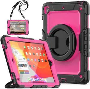 BONAEVER Case for iPad 9.7 inch 2018 2017 with Screen Protector Pencil Holder [360 Rotating Hand Strap] Stand Shoulder Strap for iPad 5th / 6th Generation / Air 2 / Pro 9.7