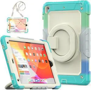 BONAEVER Case for iPad 9.7 inch 2018 2017 with Screen Protector Pencil Holder [360 Rotating Hand Strap] Stand Shoulder Strap for iPad 5th / 6th Generation / Air 2 / Pro 9.7