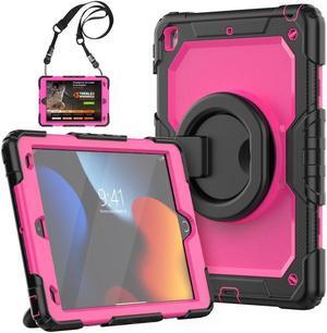BONAEVER For iPad 9th 8th 7th Generation Case 10.2 inch with Screen Protector Pencil Holder [360 Rotating Hand Strap] & Stand Drop-Proof Cover for iPad 10.2 inch 2021 2020 2019