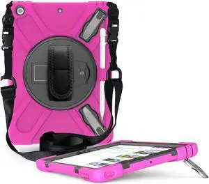 BONAEVER For iPad 9th 8th 7th Generation 10.2 Case with Pencil Holder Stand and Strap Shoulder Strap Shockproof Cover for iPad 10.2 inch 2021 2020 2019