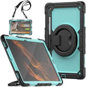 BONAEVER For Samsung Galaxy Tab S8 Ultra 14.6" Case Model SM-X900 SM-X906 with S Pen Holder Shockproof Protective Cover with Rotating Stand and & Shoulder Strap
