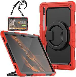 BONAEVER For Samsung Galaxy Tab S8 Ultra 14.6" Case Model SM-X900 SM-X906 with S Pen Holder Shockproof Protective Cover with Rotating Stand and & Shoulder Strap