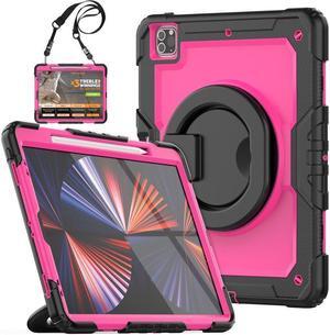 BONAEVER Case For iPad Pro 12.9 inch 2022 2021 2020 2018 6th 5th 4th 3rd Gen with Screen Protector Pen Holder Stand Shoulder Strap Shockproof Protective Cover