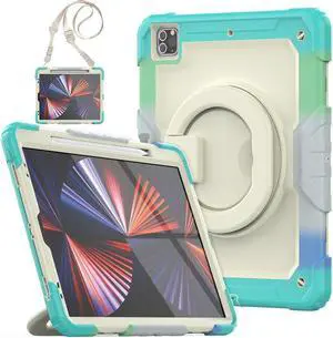 BONAEVER Case For iPad Pro 12.9 inch 2022 2021 2020 2018 6th 5th 4th 3rd Gen with Screen Protector Pen Holder Stand Shoulder Strap Shockproof Protective Cover