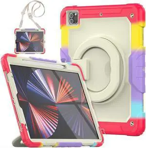 BONAEVER Case For iPad Pro 12.9 inch 2022 2021 2020 2018 6th 5th 4th 3rd Gen with Screen Protector Pen Holder Stand Shoulder Strap Shockproof Protective Cover