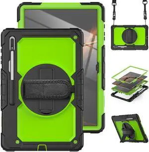 BONAEVER For Samsung Galaxy Tab S8 Ultra 14.6 inch Case Model SM-X900 / SM-X906 with S Pen Holder Rugged Shockproof Protective Cover with Rotating Stand and & Shoulder Strap
