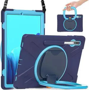 Case for Samsung Galaxy Tab S8 Plus 2022 / S7 Plus 12.4 Inch 2020 SM-X800 SM-X806 SM-T970/T975/T976 with 360 Degree Rotating Handle Stand Bracket Shockproof Cover with Kickstand / Shoulder Strap