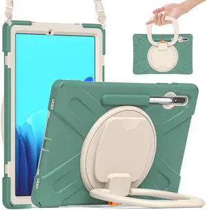 Case for Samsung Galaxy Tab S8 Plus 2022 / S7 Plus 12.4 Inch 2020 SM-X800 SM-X806 SM-T970/T975/T976 with 360 Degree Rotating Handle Stand Bracket Shockproof Cover with Kickstand / Shoulder Strap