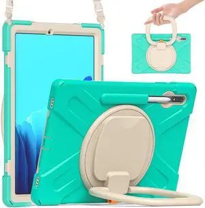 Case for Samsung Galaxy Tab S8 Plus 2022 / S7 Plus 12.4 Inch 2020 SM-X800 SM-X806 SM-T970/T975/T976 with 360 Degree Rotating Handle Stand Bracket Shockproof Cover with Kickstand / Shoulder Strap