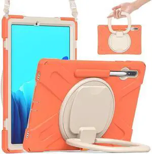 Case for Samsung Galaxy Tab S8 Plus 2022 / S7 Plus 12.4 Inch 2020 SM-X800 SM-X806 SM-T970/T975/T976 with 360 Degree Rotating Handle Stand Bracket Shockproof Cover with Kickstand / Shoulder Strap
