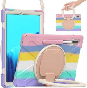 Case for Samsung Galaxy Tab S8 Plus 2022 / S7 Plus 12.4 Inch 2020 SM-X800 SM-X806 SM-T970/T975/T976 with 360 Degree Rotating Handle Stand Bracket Shockproof Cover with Kickstand / Shoulder Strap