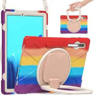 Case for Samsung Galaxy Tab S8 Plus 2022 / S7 Plus 12.4 Inch 2020 SM-X800 SM-X806 SM-T970/T975/T976 with 360 Degree Rotating Handle Stand Bracket Shockproof Cover with Kickstand / Shoulder Strap