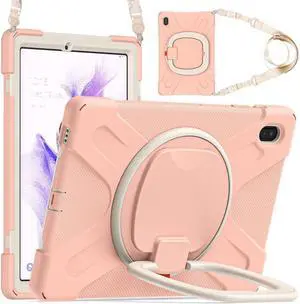 BONAEVER For Galaxy Tab S7 FE 12.4 inch Case 3-Layer Standructure Case with Rotatable Stand and Shoulder/Hand Strap Model: SM-T730 / T733 / T735 / T736 / T738
