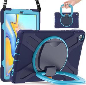 BONAEVER For Samsung Galaxy Tab A 10.1 Case 2019 Model SM-T515 / SM-T510 / SM-T517 with Hand Strap Full-Body Rugged Protective Shockproof Cover with 360 Degree Rotatable Stand Shoulder Strap
