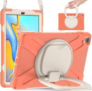 BONAEVER For Samsung Galaxy Tab A 10.1 Case 2019 Model SM-T515 / SM-T510 / SM-T517 with Hand Strap Full-Body Rugged Protective Shockproof Cover with 360 Degree Rotatable Stand Shoulder Strap