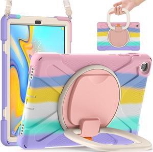 BONAEVER For Samsung Galaxy Tab A 10.1 Case 2019 Model SM-T515 / SM-T510 / SM-T517 with Hand Strap Full-Body Rugged Protective Shockproof Cover with 360 Degree Rotatable Stand Shoulder Strap