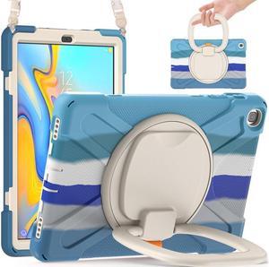 BONAEVER For Samsung Galaxy Tab A 10.1 Case 2019 Model SM-T515 / SM-T510 / SM-T517 with Hand Strap Full-Body Rugged Protective Shockproof Cover with 360 Degree Rotatable Stand Shoulder Strap