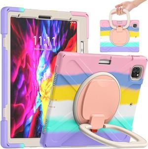 BONAEVER For iPad Pro 12.9 Case 2022 2021 6th 5th Generation Shockproof Cover with Pencil Holder Rotating Stand and Strap / Shoulder Strap