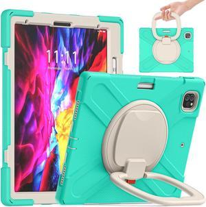 BONAEVER For iPad Pro 12.9 Case 2022 2021 6th 5th Generation Shockproof Cover with Pencil Holder Rotating Stand and Strap / Shoulder Strap