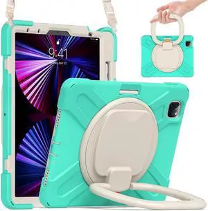 BONAEVER Case for iPad Pro 11 inch 2022 2021 2020 2018/ iPad Air 4 / Air 5 10.9 Inch Shockproof Cover with Built-in Stand & Shoulder Strap & Pencil Holder