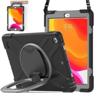 BONAEVER For iPad 8th 7th Generation Case iPad 10.2 inch Case 2020 2019 Rugged Kids Cover with Rotating Stand /Pencil Holder/Carrying Strap