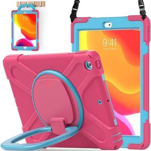 BONAEVER For iPad 8th 7th Generation Case iPad 10.2 inch Case 2020 2019 Rugged Kids Cover with Rotating Stand /Pencil Holder/Carrying Strap