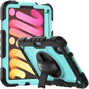 BONAEVER Case for iPad Mini 6th Generation 2021 8.3 Inch Shockproof cover for iPad Mini 6 with Screen Protector Pencil Holder Stand and /Shoulder Strap
