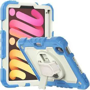 BONAEVER Case for iPad Mini 6th Generation 2021 8.3 Inch Shockproof cover for iPad Mini 6 with Screen Protector Pencil Holder Stand and /Shoulder Strap