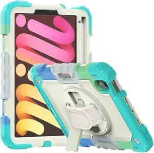 BONAEVER Case for iPad Mini 6th Generation 2021 8.3 Inch Shockproof cover for iPad Mini 6 with Screen Protector Pencil Holder Stand and /Shoulder Strap