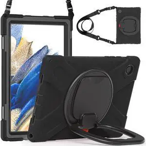 BONAEVER Case for Samsung Galaxy Tab A8 10.5 inch 2022 (SM-X200 / SM-X205 / SM-X207) with [360 Degree Rotatable Stand & Hand Strap] Pen Holder Shoulder Strap for Galaxy Tab A8 10.5