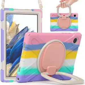 BONAEVER Case for Samsung Galaxy Tab A8 10.5 inch 2022 (SM-X200 / SM-X205 / SM-X207) with [360 Degree Rotatable Stand & Hand Strap] Pen Holder Shoulder Strap for Galaxy Tab A8 10.5