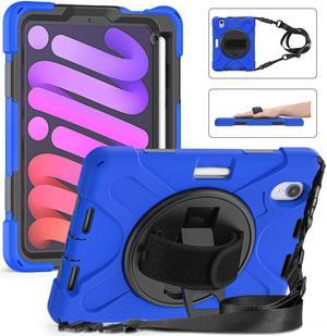 BONAEVER Case for iPad Mini 7 2024 (A17 Pro) / Mini 6 8.3 inch 2021 with Pencil Holder / 360 Rotation Stand / Hand Strap Shoulder Strap Rugged Shockproof Cover for iPad Mini 7th 6th Gen 8.3 Inch