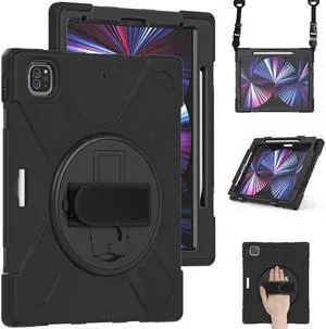 BONAEVER For iPad Pro 12.9 Case 2022 2021 Shockproof Cover with Pencil Holder Stand and /Shoulder Strap For iPad Pro 12.9 inch 2022 2021 6th 5th Generation