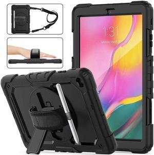 BONAEVER For Samsung Galaxy Tab A 10.1 2019 Case T510 T515 Cover Three Layer Hybrid Drop Protection Case with 360 Rotating Stand / Hand Strap & Stylus Pencil Holder for Samsung Galaxy Tab A 10.1 inch