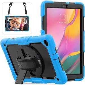 BONAEVER For Galaxy Tab A 10.1 Case with 360 Rotating Stand Shoulder Strap Shockproof Cover with Pencil Holder & Screen Protector for Galaxy Tab A 10.1 SM-T510 T515