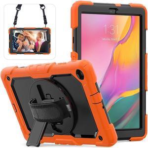 BONAEVER For Galaxy Tab A 10.1 Case with 360 Rotating Stand Shoulder Strap Shockproof Cover with Pencil Holder & Screen Protector for Galaxy Tab A 10.1 SM-T510 T515