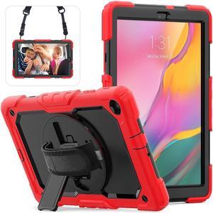 BONAEVER For Galaxy Tab A 10.1 Case with 360 Rotating Stand Shoulder Strap Shockproof Cover with Pencil Holder & Screen Protector for Galaxy Tab A 10.1 SM-T510 T515