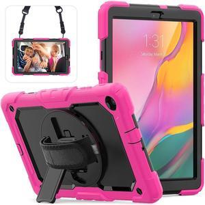 BONAEVER For Galaxy Tab A 10.1 Case with 360 Rotating Stand Shoulder Strap Shockproof Cover with Pencil Holder & Screen Protector for Galaxy Tab A 10.1 SM-T510 T515