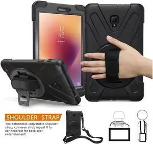 BONAEVER For Samsung Galaxy Tab A 8.0 inch 2017 Case SM-T380 SM-T385 Protective Cover with Rotatable Stand Adjustable Handle Grio Shoulder Strap