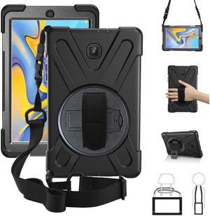 BONAEVER For Samsung Galaxy Tab A 8.0 inch 2018 Case Model SM-T387 Shockproof Cover with Stand and le Strap+ Shoulder Strap