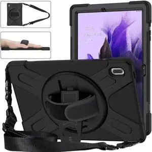 BONAEVER Case for Samsung Galaxy Tab S7 FE 12.4 inch 2021 SM-T730 T735 T736B T736N T738 Protective Shockproof Cover with Stand andandle & Shoulder Strap
